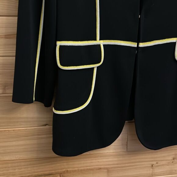 Misook Size Medium Yellow & White Piping Front Closure Blazer - Picture 3 of 10